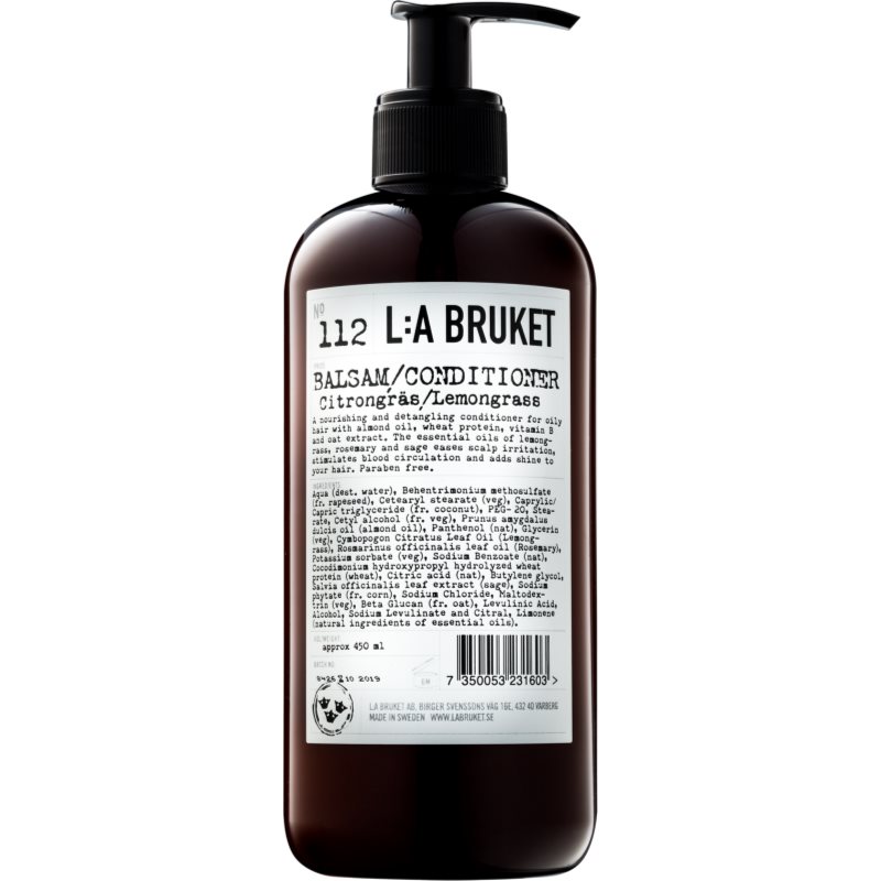 L:A Bruket Hair kondicionér pro normální až mastné vlasy Lemongrass 450 ml
