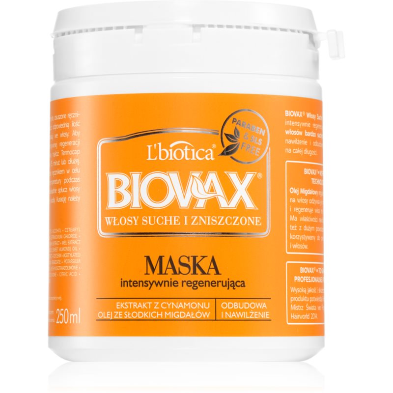 L’biotica Biovax Dry Hair regenerační a hydratační maska pro suché a poškozené vlasy 250 ml