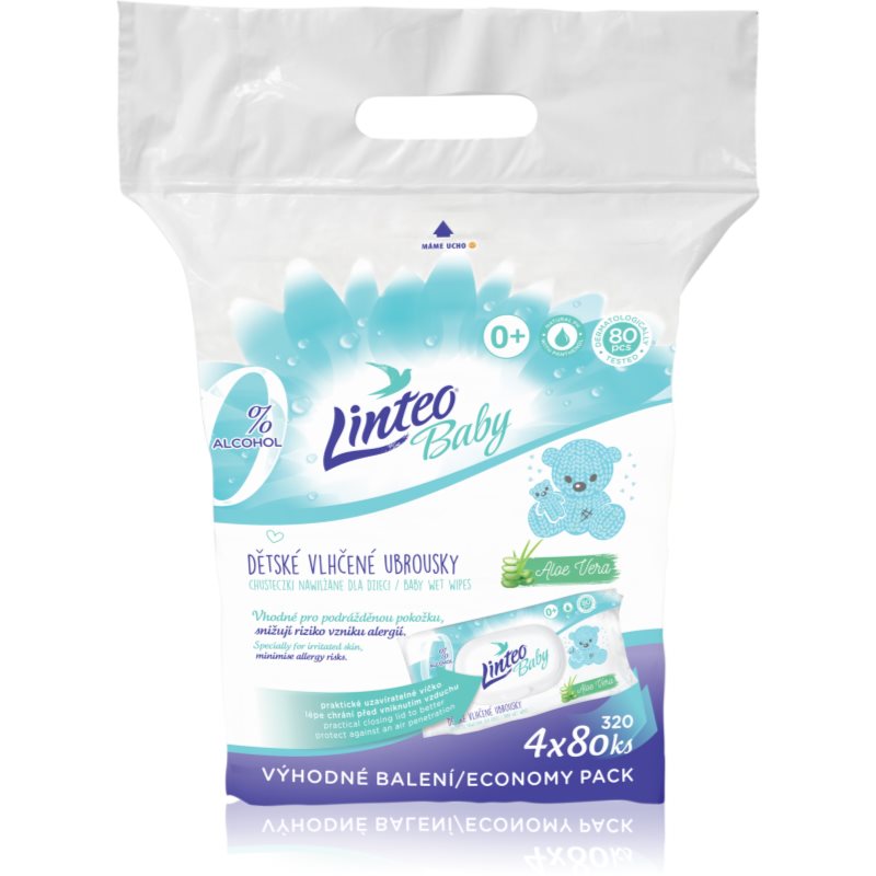 Linteo Baby Pure & Fresh нежни мокри кърпички за бебета големи опаковки 4 x 80 бр.