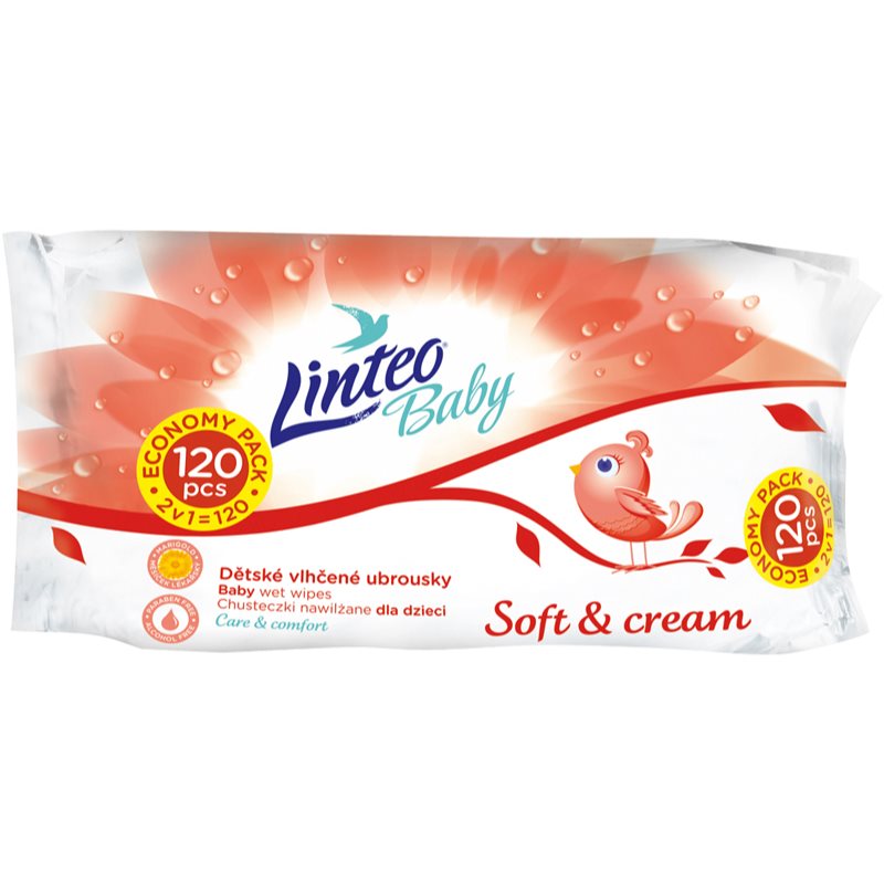 Linteo Baby Soft & Cream нежни мокри кърпички за бебета 120 бр.