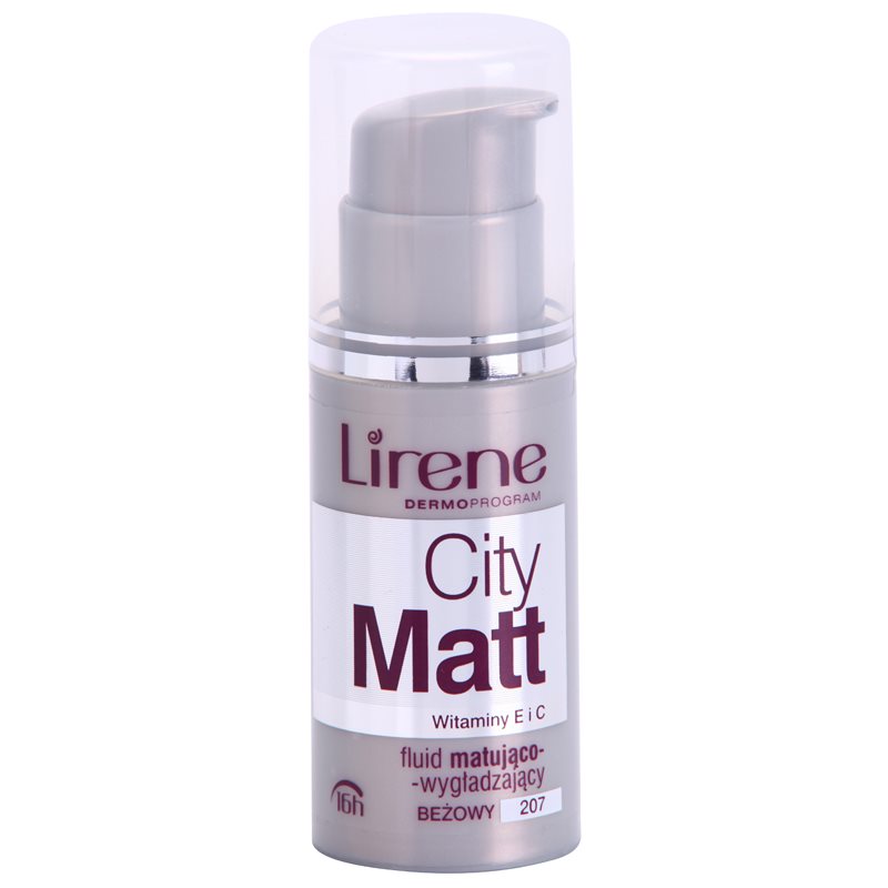 Lirene City Matt матиращ флуид фон дьо тен с изглаждащ ефект цвят 207 Beige  30 мл.