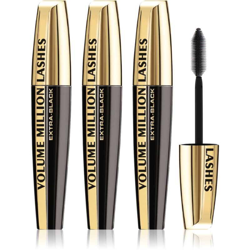 L’Oréal Paris Volume Million Lashes Extra Black řasenka pro prodloužení a zahuštění řas 3 ks odstín Black 9 ml