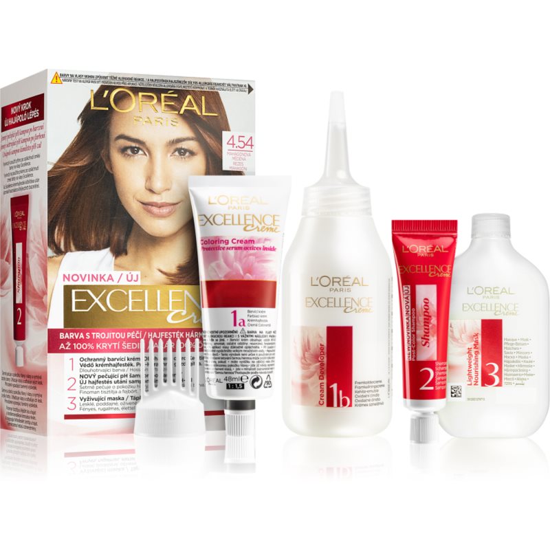 L’Oréal Paris Excellence Creme barva na vlasy odstín 4.54 Natural Dark Copper Mahagony