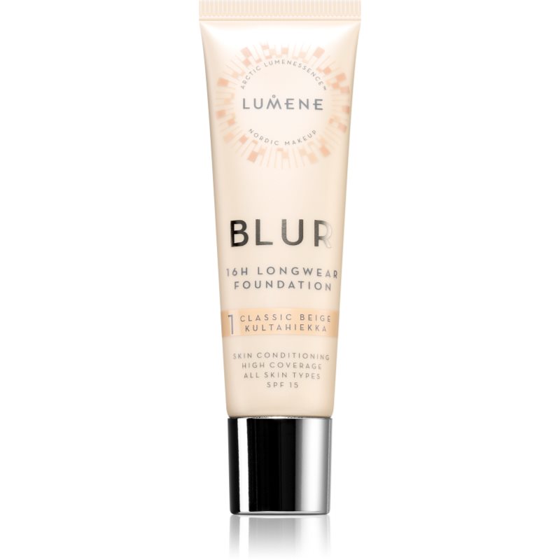 Lumene Blur 16h Longwear Foundation дълготраен фон дьо тен SPF 15 цвят 1 Classic Beige