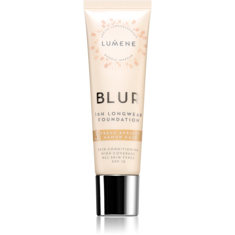 Lumene Blur 16h Longwear Foundation дълготраен фон дьо тен SPF 15 цвят 3 Fresh Apricot