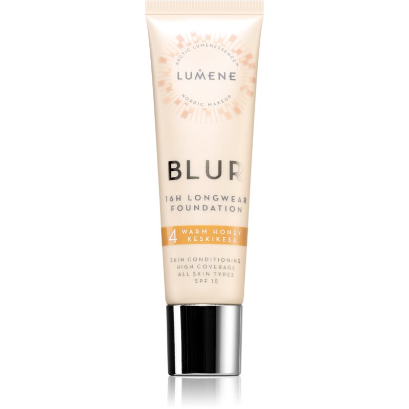 Lumene Blur 16h Longwear Foundation дълготраен фон дьо тен SPF 15 цвят 4 Warm Honey