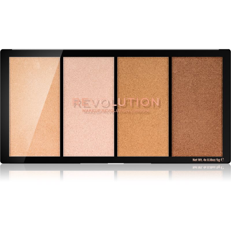 Makeup Revolution Reloaded палитра с озарители цвят Lustre Lights Warm 4 x 5 гр.