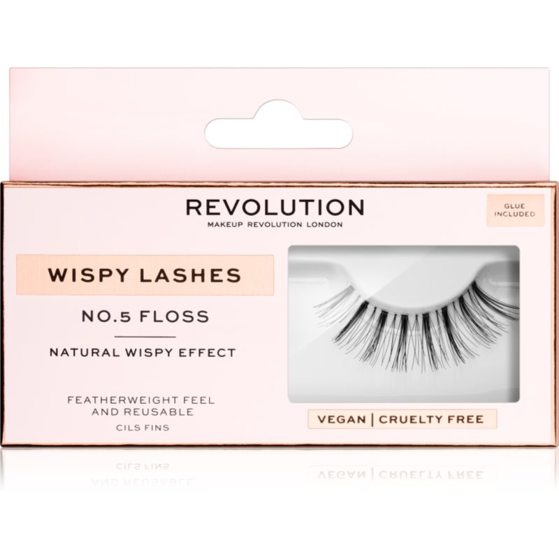 Makeup Revolution False Lashes Wispy nalepovací řasy + lepidlo 1 ml NO.5 Floss