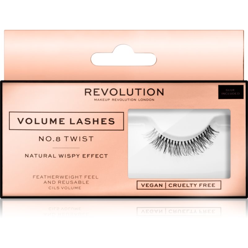 Makeup Revolution False Lashes Volume изкуствени мигли + лепило 1 мл. NO.8 Twist