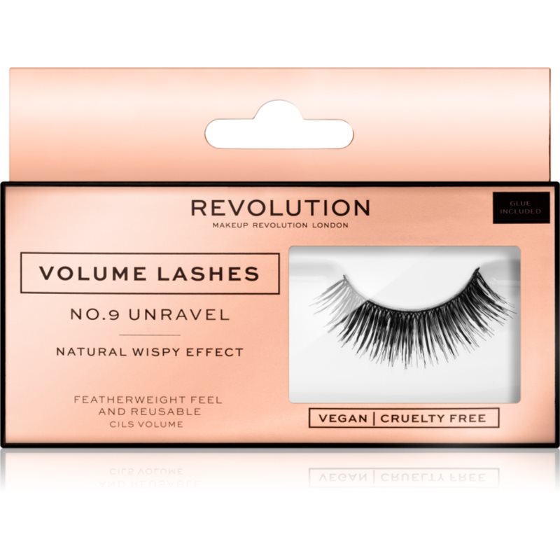 Makeup Revolution False Lashes Volume nalepovací řasy + lepidlo 1 ml NO.9 Unravel