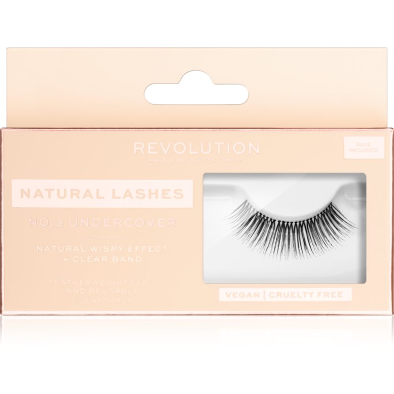 Makeup Revolution False Lashes Natural nalepovací řasy + lepidlo 1 ml NO.3 Undercover