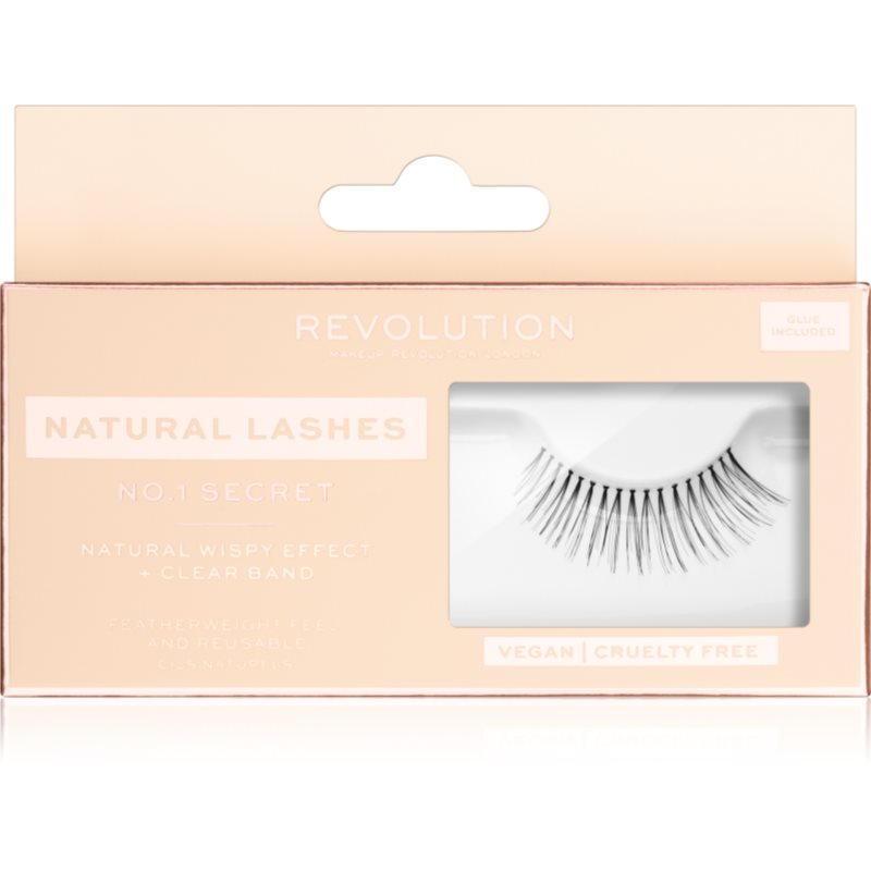 Makeup Revolution False Lashes Natural nalepovací řasy + lepidlo 1 ml NO.1 Secret