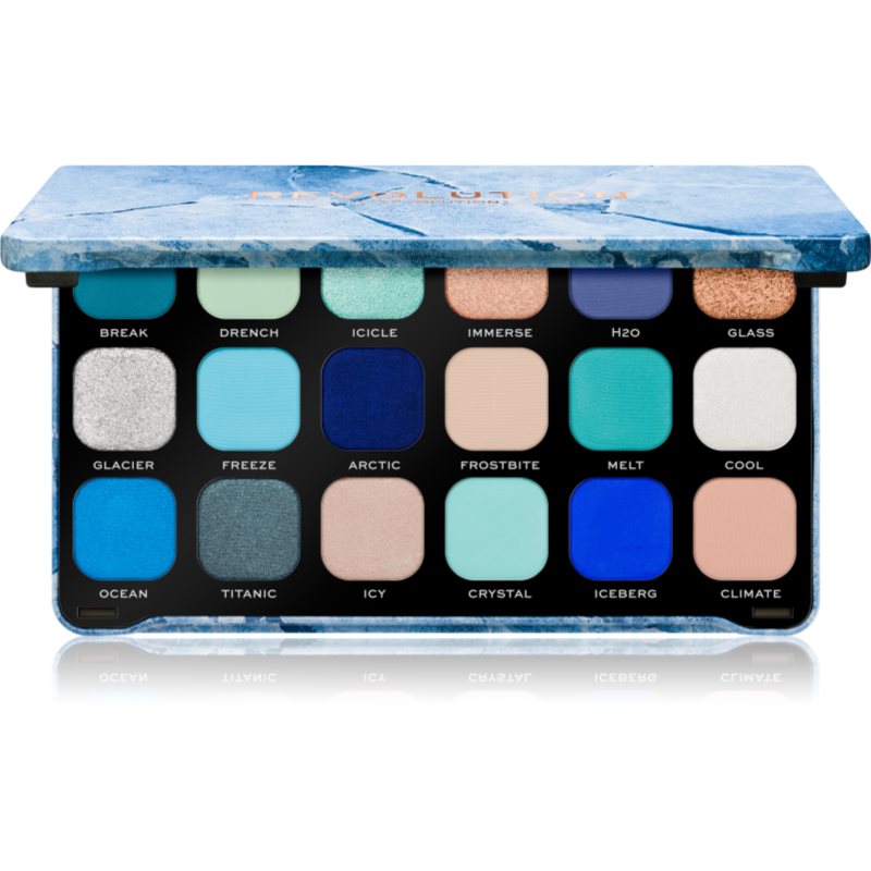 Makeup Revolution Forever Flawless палитра от сенки за очи цвят Ice 18 x 1,1 гр.