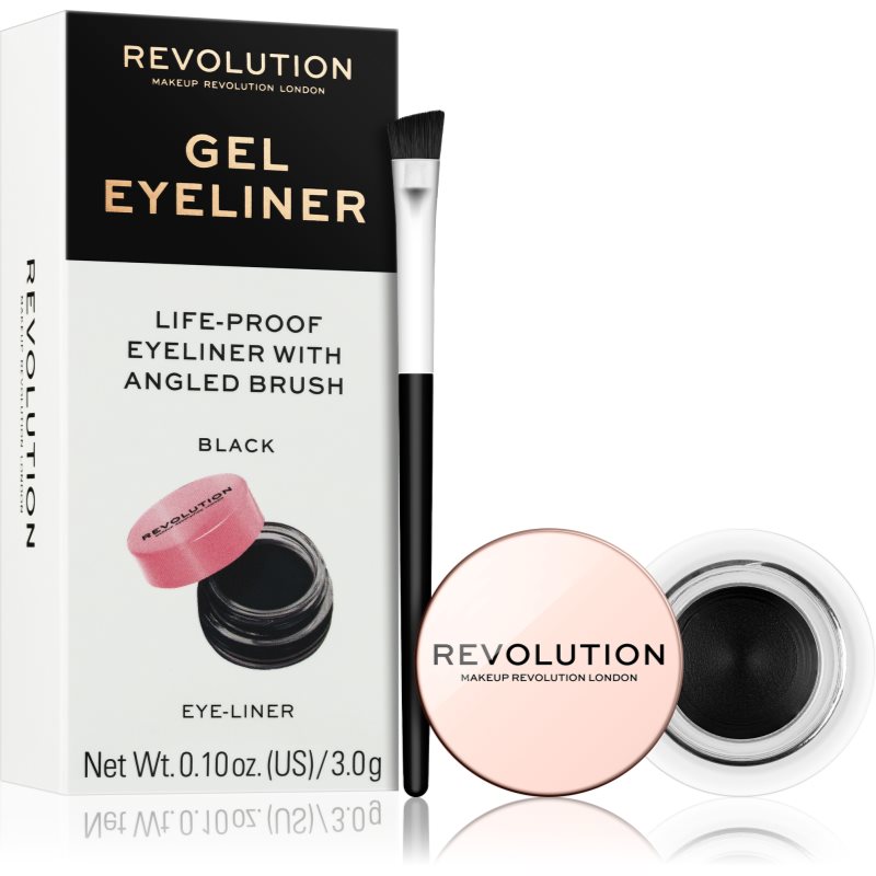 Makeup Revolution Gel Eyeliner Pot гел очна линия с четка цвят Black 3 гр.