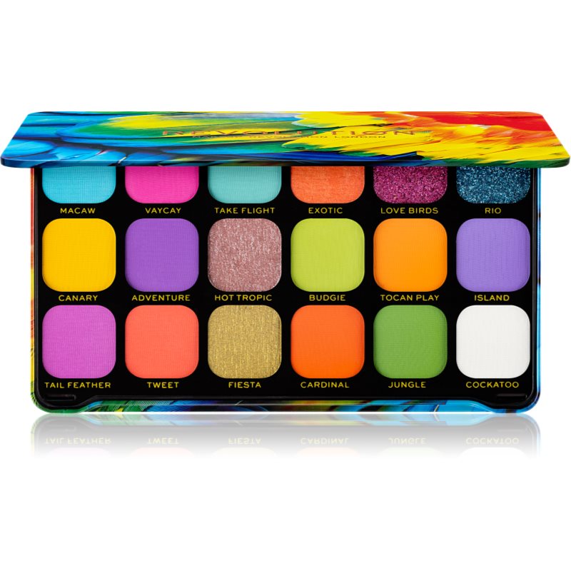 Makeup Revolution Forever Flawless paleta očních stínů odstín Bird of Paradise 18 x 1,1 g