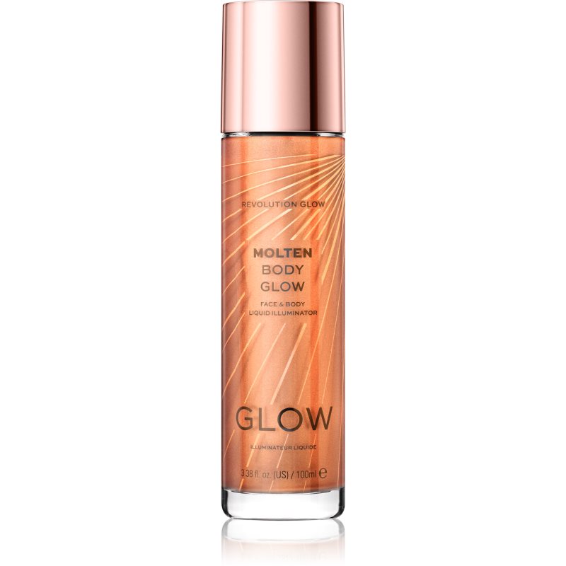 Makeup Revolution Glow Molten течен хайлайтър за лице и тяло цвят Bronze 100 мл.