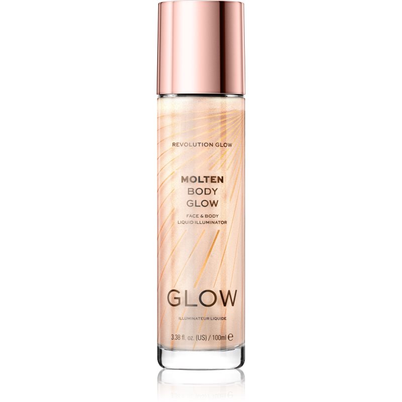 Makeup Revolution Glow Molten течен хайлайтър за лице и тяло цвят Gold 100 мл.