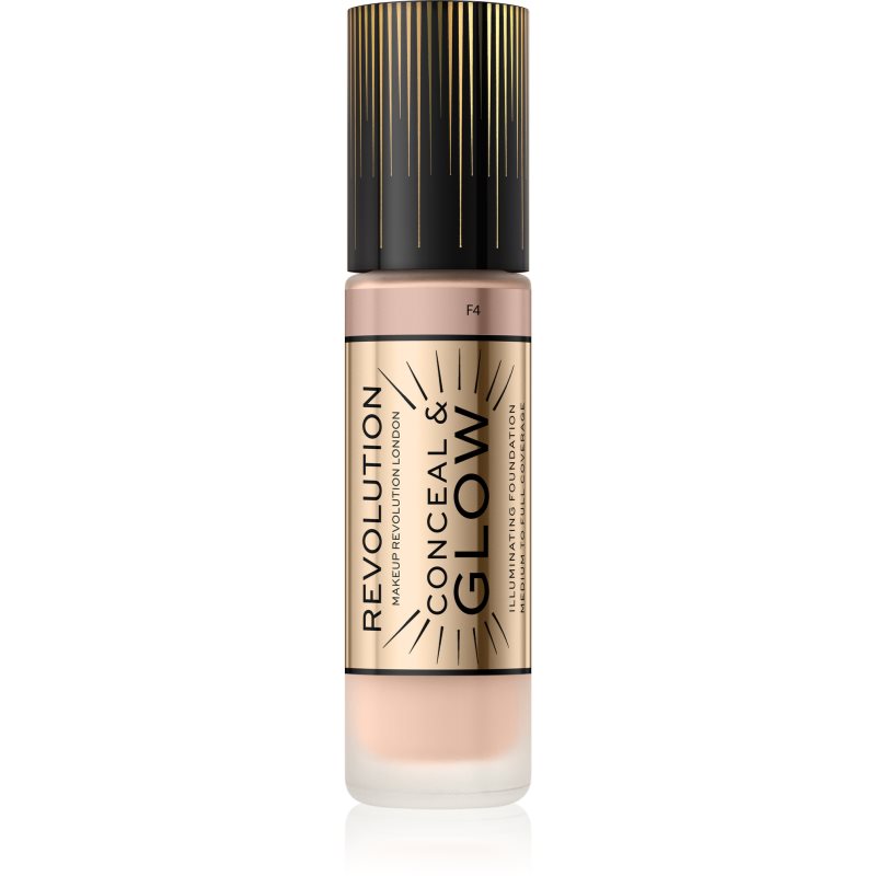 Makeup Revolution Conceal & Glow rozjasňující make-up pro přirozený vzhled odstín F4 23 ml