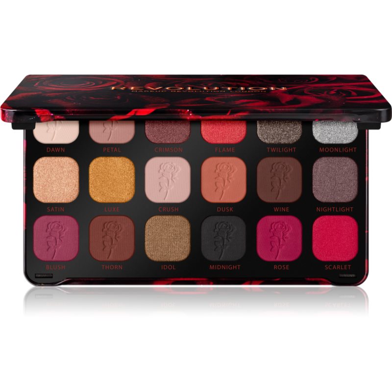 Makeup Revolution Forever Flawless палитра от сенки за очи цвят Midnight Rose 18 x 1,1 гр.