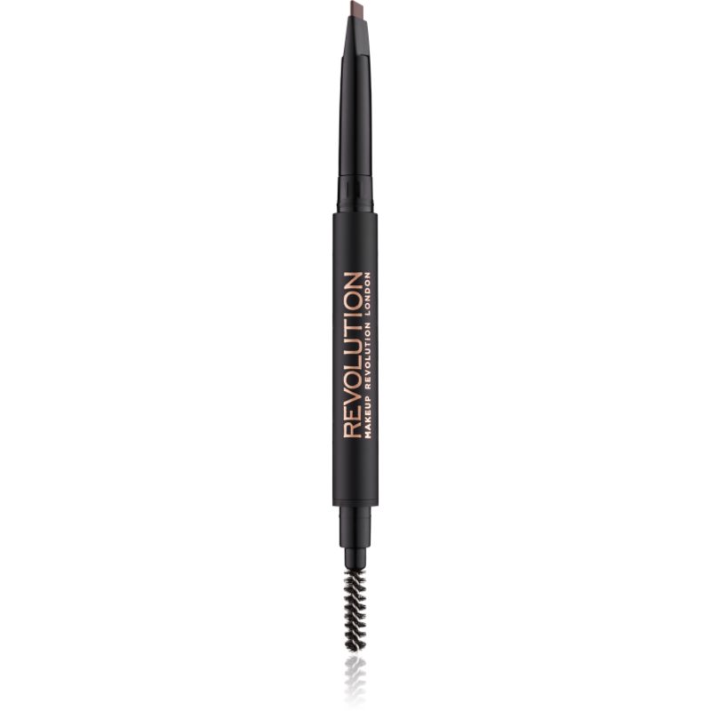 Makeup Revolution Duo Brow Definer прецизен молив за вежди цвят Medium Brown 0,15 гр.