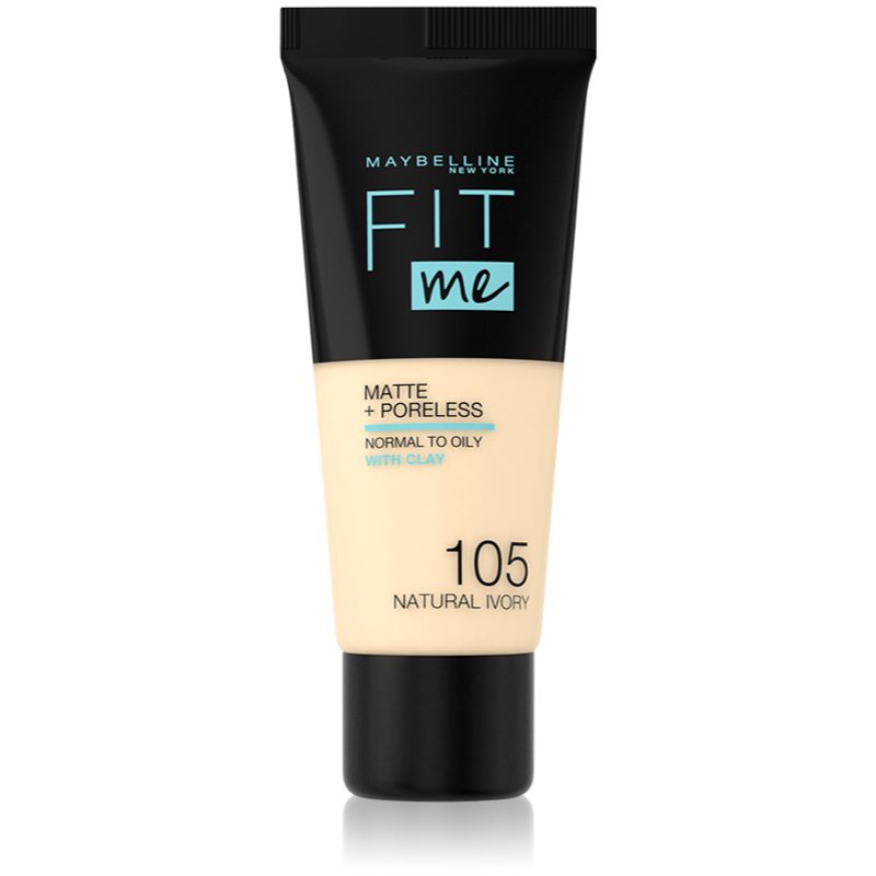 Maybelline Fit Me! Matte+Poreless матиращ фон дьо тен за нормална към мазна кожа цвят 105 Natural Ivory 30 мл.