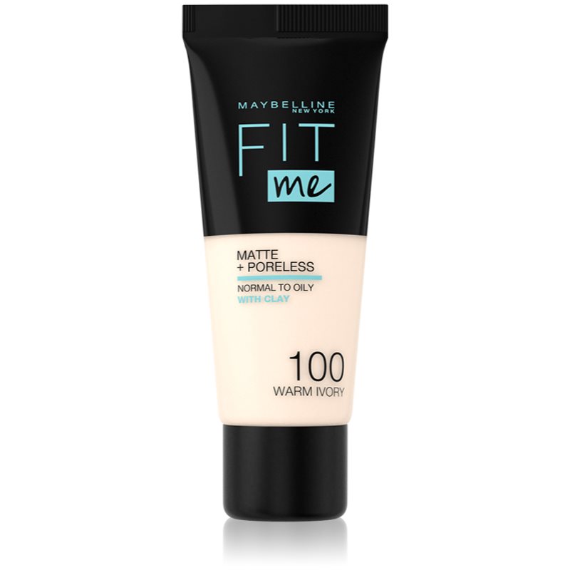 Maybelline Fit Me! Matte+Poreless матиращ фон дьо тен за нормална към мазна кожа цвят 100 Warm Ivory 30 мл.