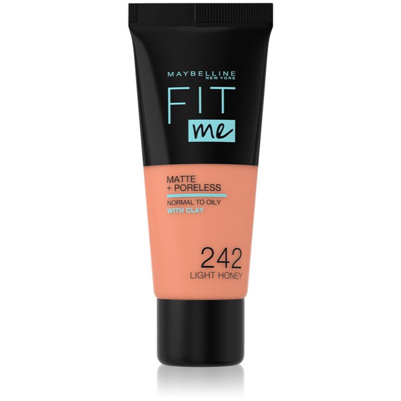 Maybelline Fit Me! Matte+Poreless матиращ фон дьо тен за нормална към мазна кожа цвят 242 Light Honey 30 мл.