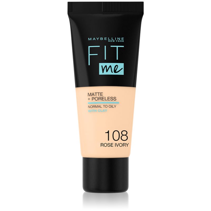 Maybelline Fit Me! Matte+Poreless matující make-up pro normální a mastnou pleť odstín 108 Rose Vanilla 30 ml