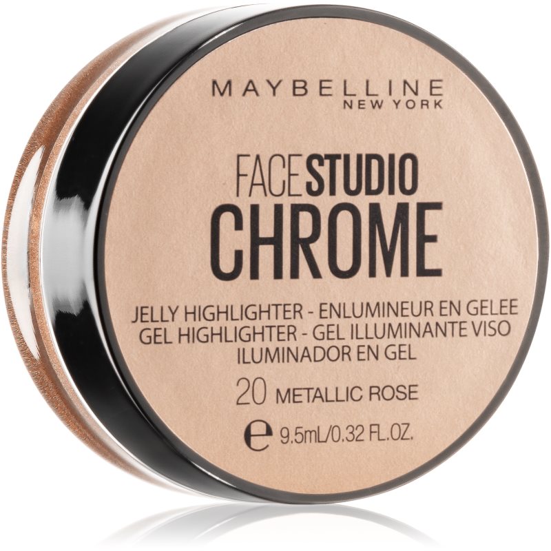 Maybelline Face Studio Chrome Jelly Highlighter gelový rozjasňovač odstín 20 Metallic Rose 9,5 ml