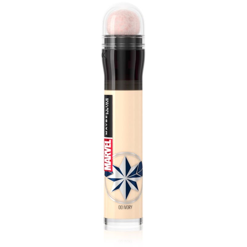 Maybelline x Marvel Instant Anti Age Eraser tekutý korektor s houbičkovým aplikátorem odstín 00 Ivory 6,8 ml