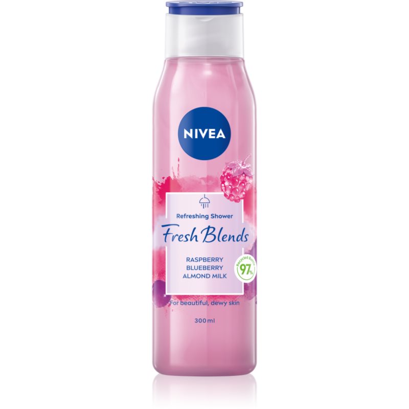 Nivea Fresh Blends Raspberry & Blueberry & Almond Milk освежаващ душ гел 300 мл.