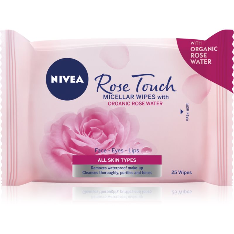 Nivea Rose Touch мицеларни кърпички за почистване на грим 25 бр.