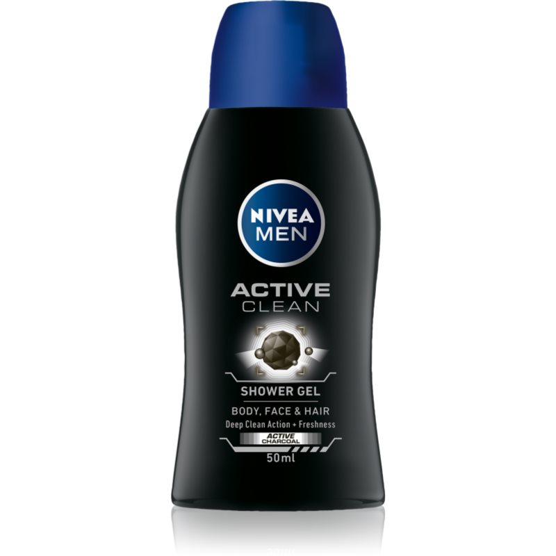 Nivea Men Active Clean душ-гел за лице, тяло и коса за мъже 50 мл.