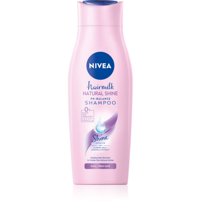 Nivea Hairmilk Natural Shine грижовен шампоан за уморена коса без блясък 400 мл.