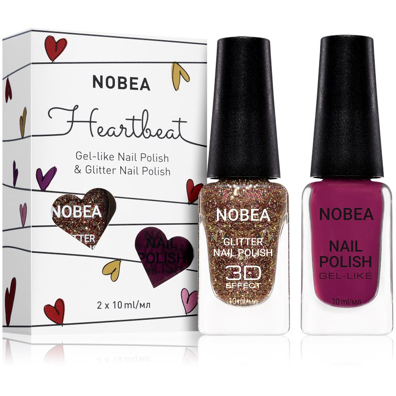 NOBEA Heartbeat set de lacuri de unghii colorate și strălucitoare culoare Crimson Red 2 x 10 ml