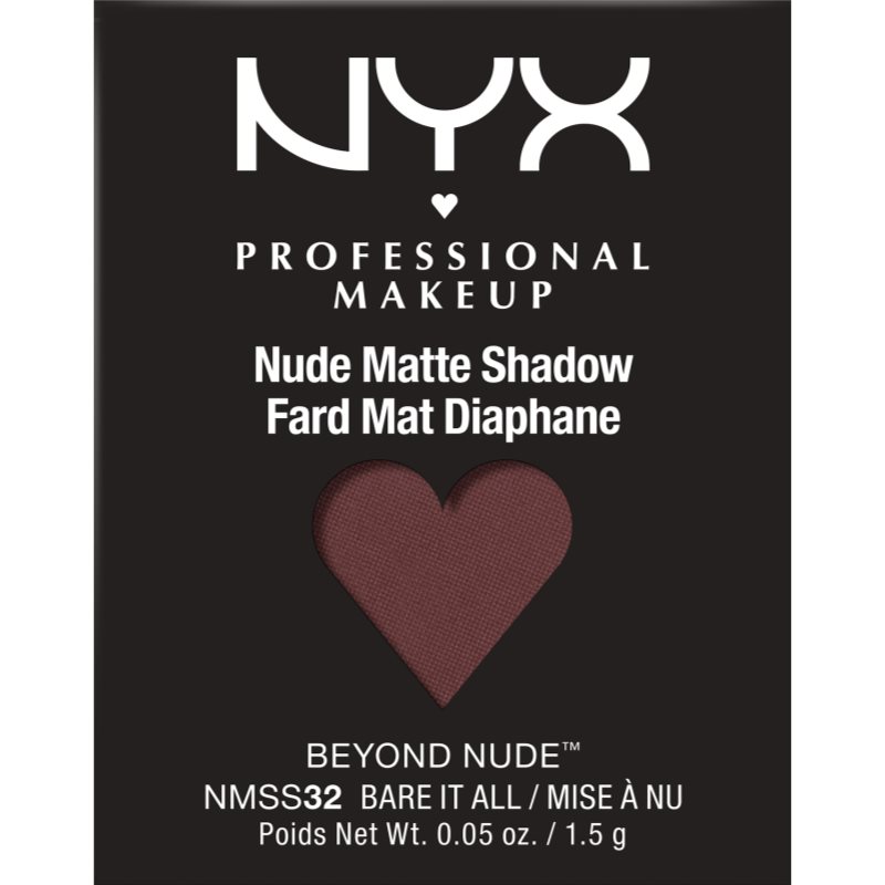 NYX Professional Makeup Nude Matte Shadow Beyond Nude™ матотви очни сенки пълнител цвят 32 Bare it All 1,5 гр.