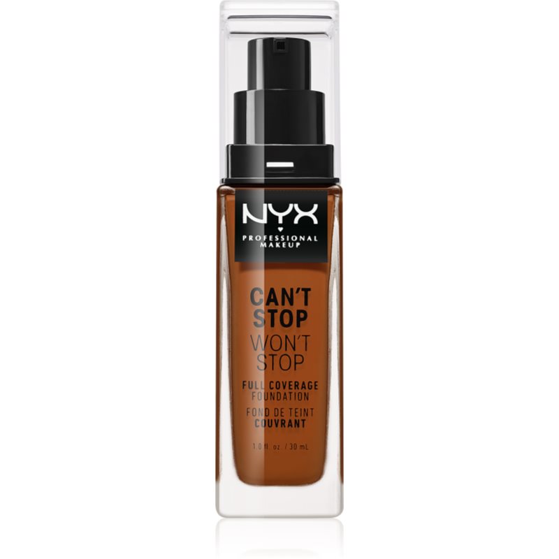 NYX Professional Makeup Can't Stop Won't Stop високо покривен фон дьо тен цвят 22.7 Deep Walnut 30 мл.