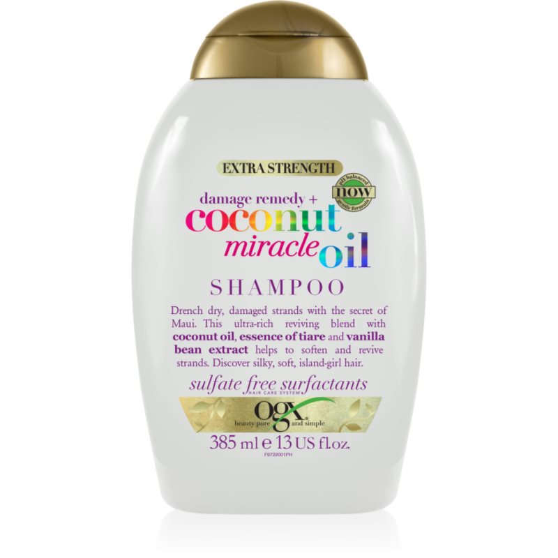 OGX Coconut Miracle Oil подсилващ шампоан за увредена коса  с кокосово масло 385 мл.