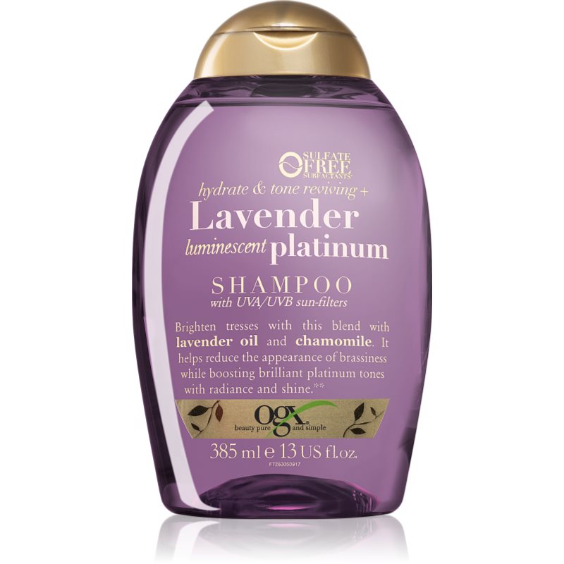 OGX Lavender Platinum tónovací šampon pro studené odstíny blond 385 ml