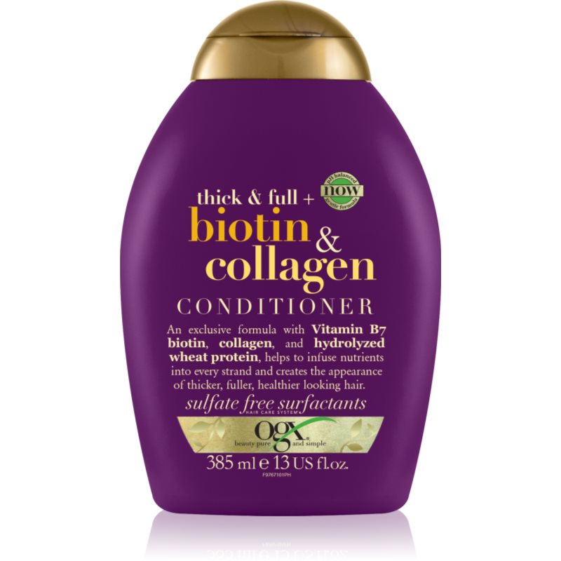 OGX Biotin & Collagen балсам за сгъстяване за обем 385 мл.