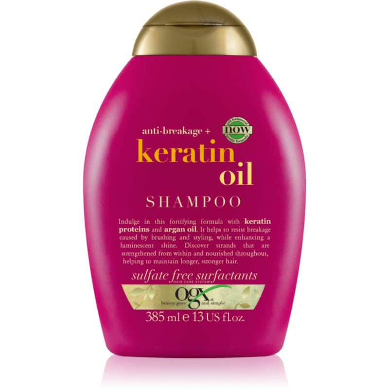 OGX Keratin Oil подсилващ шампоан с кератин и арганово масло 385 мл.