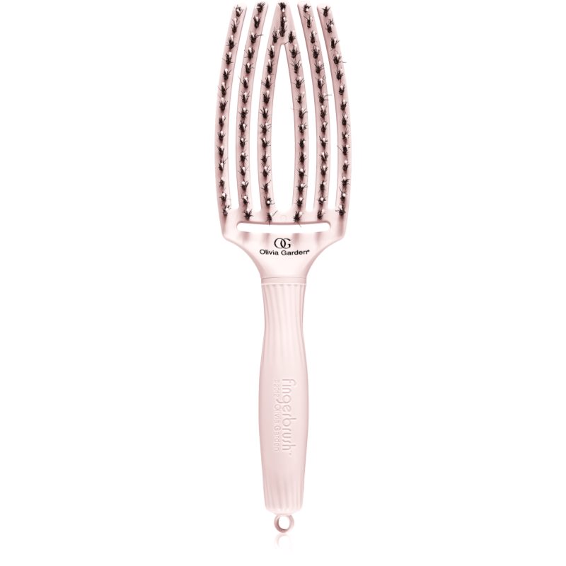Olivia Garden Fingerbrush Nano Ionic plochý kartáč Pastel Pink