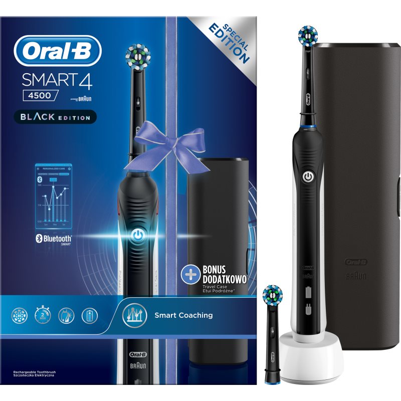 Oral B Smart 4 4500 Black Edition електрическа четка за зъби + калъф D601.523.3X