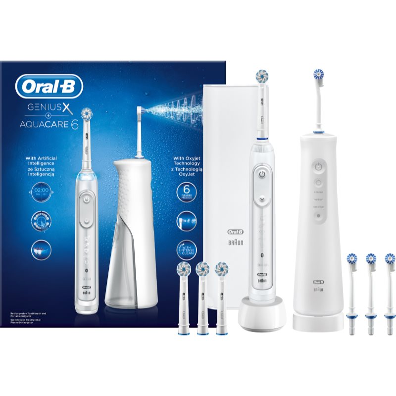 Oral B GeniusX + Aquacare 6 sada zubní péče
