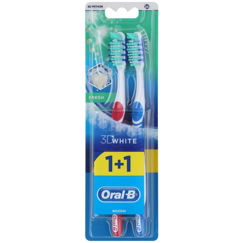 Oral B 3D White Fresh четки за зъби medium Dark Pink & Blue 2 бр.