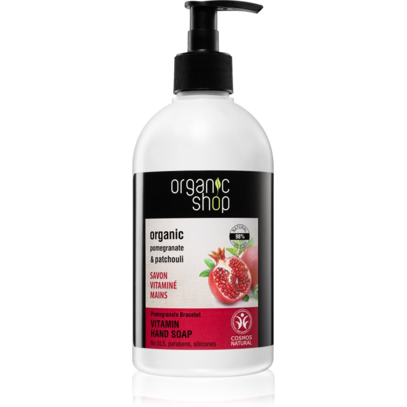 Organic Shop Organic Pomegranate & Patchouli pečující tekuté mýdlo na ruce s pumpičkou 500 ml