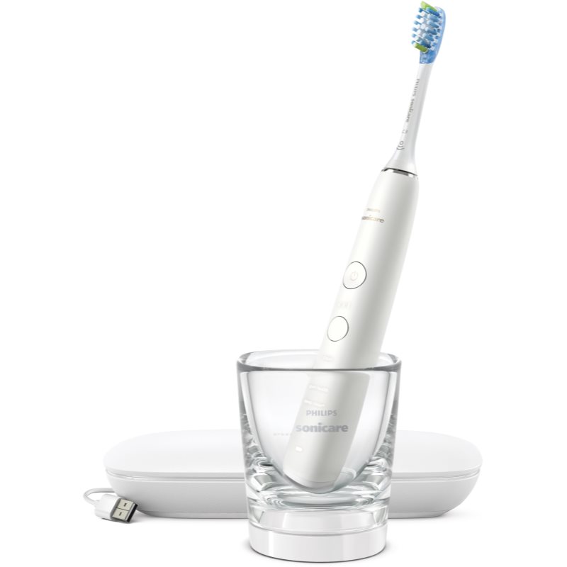Philips Sonicare DiamondClean 9000 White HX9911/27 sonický elektrický zubní kartáček s nabíjecí sklenicí