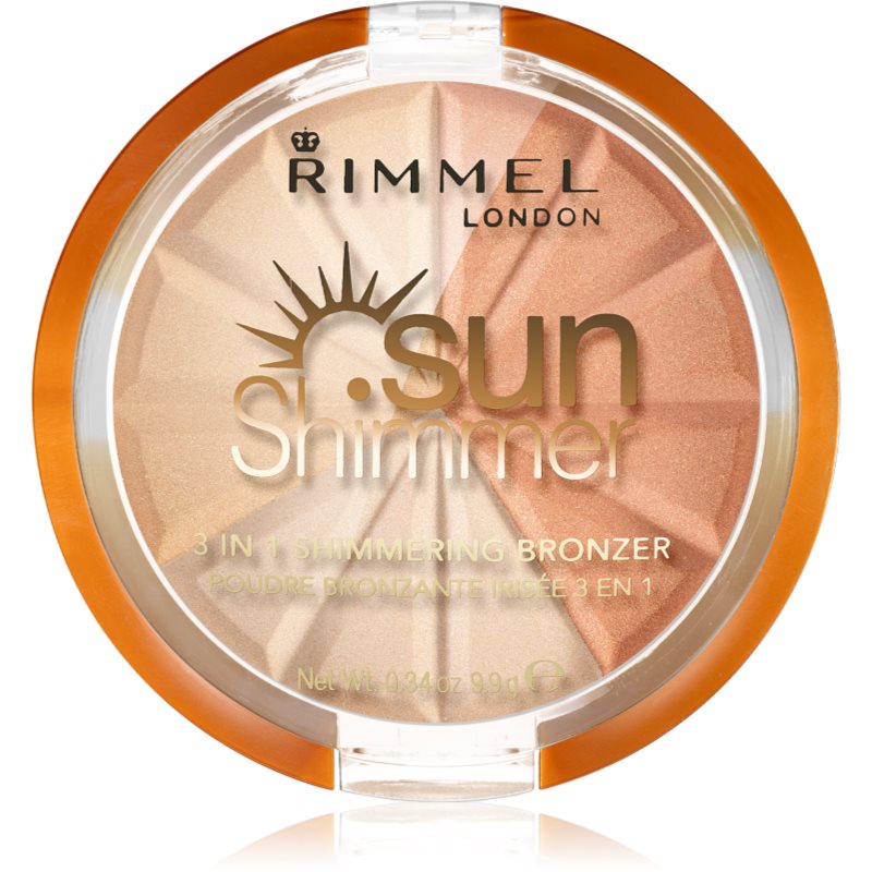 Rimmel Sun Shimmer 3 in 1 Shimmering Bonzer třpytivý bronzující pudr odstín 001 Gold Princess 9,9 g Image