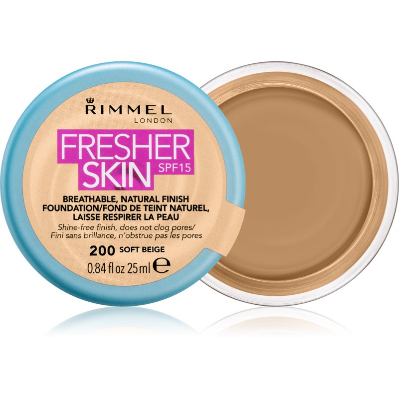 

Rimmel Fresher Skin ультра легкий тональний крем SPF 15 відтінок 200 Soft Beige