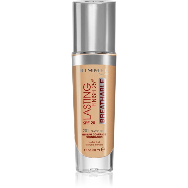 

Rimmel Lasting Finish 25H Breathable тональний крем SPF 20 відтінок 201 Classic Beige